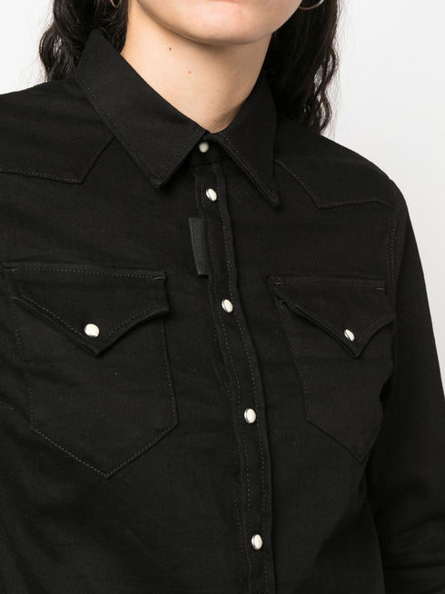 cropped denim shirt